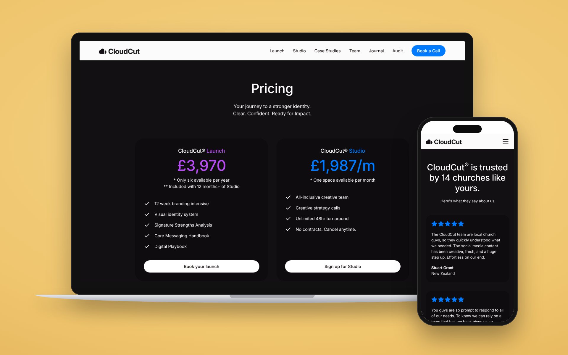 CloudCut: pricing and church testimonials