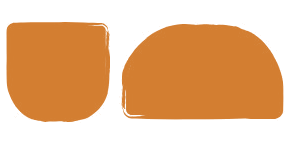 The chosen mark in orange: a cup and a loaf of bread with soft, brushed edges