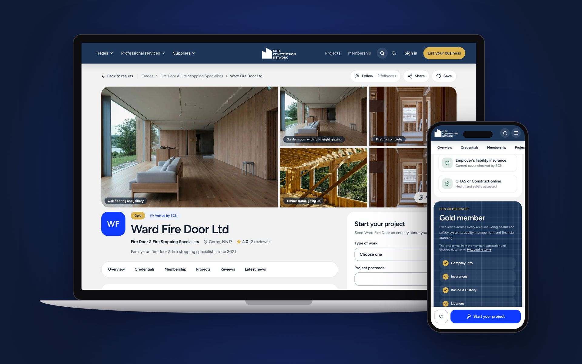 Elite Construction Network: trade member profile